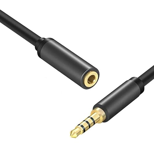 CABLEPELADO Verlängerungskabel Klinkenstecker 3,5 mm mit Mikrofon 4 Pins 1 3m Schwarz von CABLEPELADO