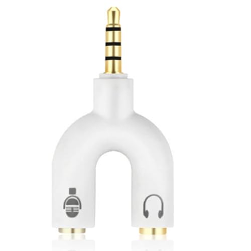 CABLEPELADO Audio-Splitter-Adapter, Kopfhörer-Splitter, TRRS Audio-Adapter, Kopfhörer- und Mikrofon-Splitter, Y-Design, geeignet für Handys, Computer, MP3, Tablet, Weiß von CABLEPELADO