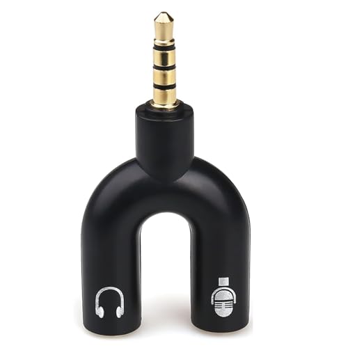 cablpelado – Adapter Splitter für Kopfhörer und Mikrofon Jack 3.5 4-Pin schwarz von CABLEPELADO
