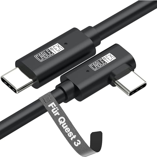 CABLETEX 5m Link Kabel für Meta Quest 3, Oculus Quest 2, PICO 4, PSVR2, Steam VR – USB 3.2 USB C Kabel für VR Headset und Gaming PC, 5 Gbit/s Datenübertragung von CABLETEX