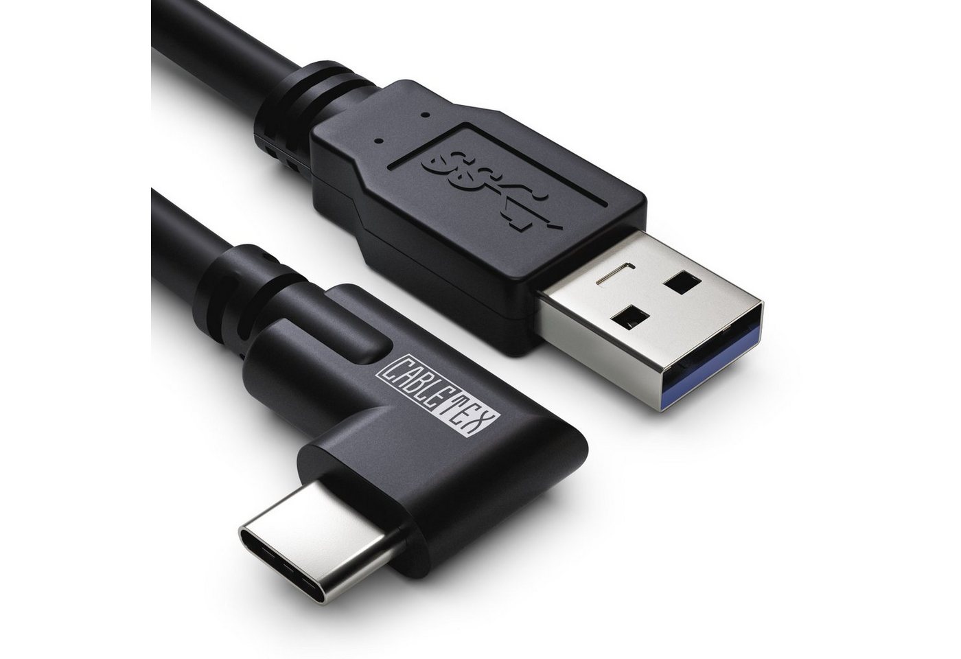 CABLETEX 5m USB C & A für Meta Quest 3, Quest 2 Link Kabel, VR Brillen USB 3.2 USB-Kabel, USB-A, Standard-USB, USB A, USB-C, USB C (500 cm), Abgewinkelter Stecker, 5 Gbit/s, USB 3.2 Gen1, Gleichzeitig Aufladen von CABLETEX