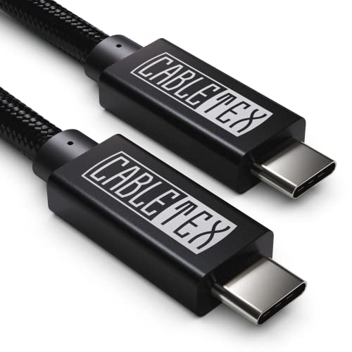 CABLETEX USB C Kabel zu Typ-C 3.2 Gen 2 100W Power Delivery für Thunderbolt 3 Monitorkabel Bildschirme/Displays, Ladekabel, 10GBit/s, 1m, Video- und Audioübertragung - Schwarz von CABLETEX