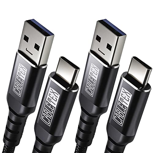 USB C Kabel auf USB 3.0 Typ A Set [2Stück] 1,5 Meter Ladekabel Nylon Textilkabel Datenkabel für USB 3.1 Computer und Smartphones Galaxy S8, S8+, OnePlus 3, HTC 10, MacBook Pro und viele mehr - SCHWARZ von CABLETEX