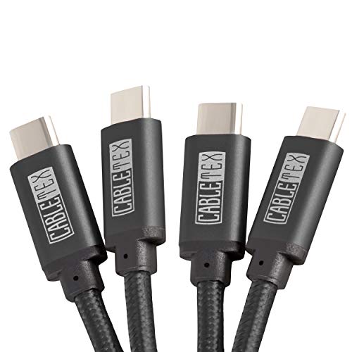 USB C Kabel auf USB 3.0 Typ C Set [2 Stück] 1M Ladekabel Nylon Textilkabel Datenkabel für USB 3.1 Computer und Smartphones Galaxy S9, S9+, Huawei P20, OnePlus 6T, HTC 10, MacBook - SCHWARZ & SCHWARZ von CABLETEX