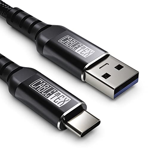 USB C Kabel auf USB 3.2 Typ A 1 Meter Ladekabel Nylon Datenkabel für USB 3.0 Computer und Smartphones l iPhone 15, Samsung Galaxy S23 Ultra Z Flip5 Fold5, Moto G Edge, Pixel 7 8 Fold, HTC U23 Pro von CABLETEX