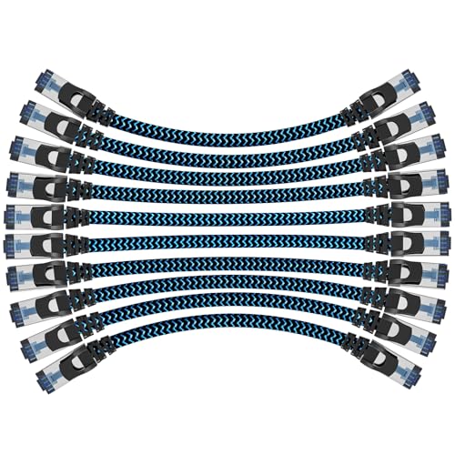 CABNEER 10 Stück 10x 1,5m LAN Kabel Netzwerkkabel CAT8 Ethernet Kabel, RJ45 Patchkabel 40Gbps 2000Mhz/s Gigabit, Hochgeschwindigkeit Internet Kabel Kompatibel für Router Modem Laptop PC von CABNEER