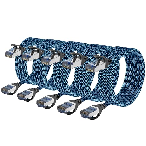 CABNEER 5 Stück 5x 1,5m LAN Kabel Netzwerkkabel CAT8 Ethernet Kabel, RJ45 Patchkabel 40Gbps 2000Mhz/s Gigabit, Hochgeschwindigkeit Internet Kabel Kompatibel für Router Modem Laptop PC von CABNEER