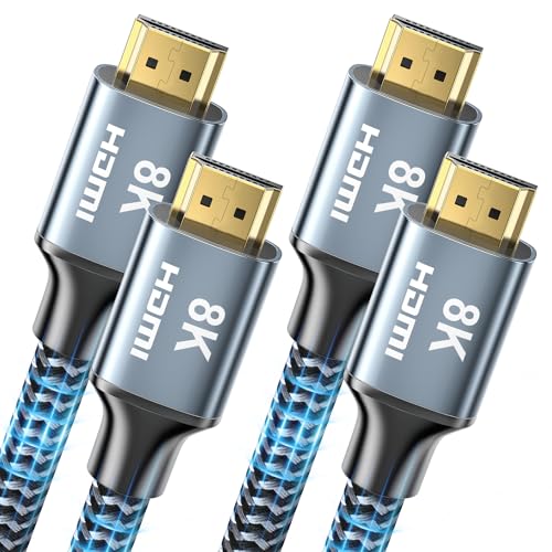 CABNEER 8K HDMI 2.1 Kabel 1m 2 Stücke, HDMI Kabel Hoch Geschwindig 48Gbps 8K@60Hz 4K@120Hz 2.2/2.3 für Dolby eARC HDCP HDR, Kompatibel mit HDTV, Laptop etc von CABNEER