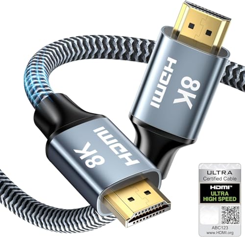 CABNEER 8K HDMI 2.1 Kabel 2m, HDMI Kabel Hoch Geschwindig 48Gbps 8K@60Hz 4K@120Hz 2.2/2.3 für Dolby eARC HDCP HDR, Kompatibel mit HDTV, Laptop etc von CABNEER