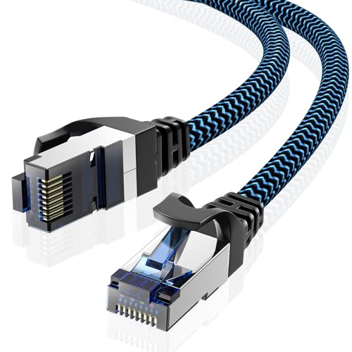 CABNEER LAN Kabel 10meter Netzwerkkabel CAT8 Ethernet Kabel, RJ45 Patchkabel 40Gbps 2000Mhz/s Gigabit, Hochgeschwindigkeit Internet Kabel Kompatibel für Router Modem Laptop PC von CABNEER