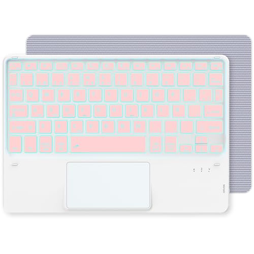 CACOE Bluetooth Tastatur mit Touchpad, [Spanische Tastatur] Kabellose mit 7 Farben Beleuchtete Bluetooth kompatibel mit IOS, Android Tablet, Windows 10 Zoll, Roségold von CACOE