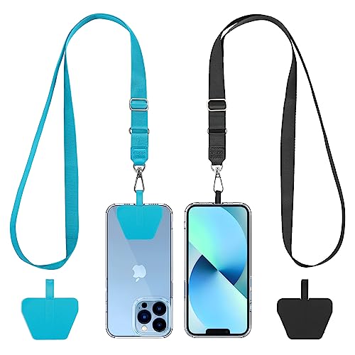 CACOE Handykette Universal 2 Packs - 2× Einstellbar Halsband Schlüsselband, 2× Durable Patches, Lanyard Handy Umhängeband kompatibel mit meisten Smartphone von CACOE