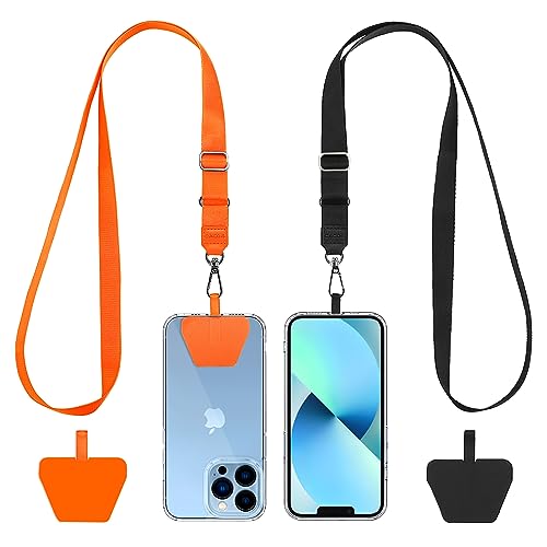 CACOE Handykette Universal 2 Packs - 2× Einstellbar Halsband Schlüsselband, 2× Durable Patches, Lanyard Handy Umhängeband kompatibel mit meisten Smartphone von CACOE
