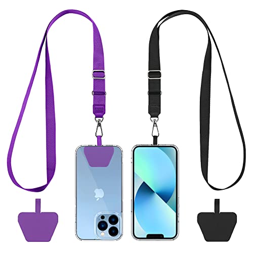 CACOE Handykette Universal 2 Packs - 2× Einstellbar Halsband Schlüsselband, 2× Durable Patches, Lanyard Handy Umhängeband kompatibel mit meisten Smartphone von CACOE