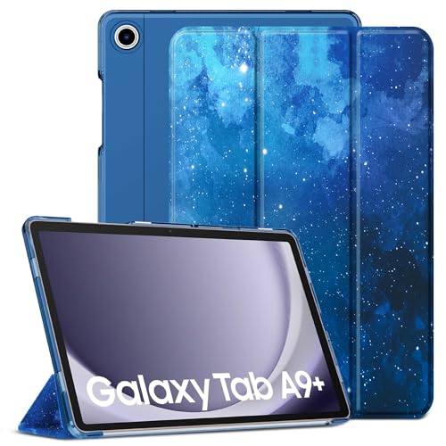 CACOE Hülle Kompatibel mit Samsung Galaxy Tab A9+ / A9 Plus 11 Zoll 2023-SM-X210 / X216 / X218, Ultra Dünn Transluzent Matt Rückseite Abdeckung (Blauer Sternenhimmel) von CACOE