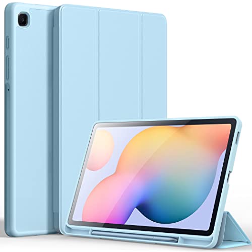 CACOE Hülle Kompatibel mit Samsung Galaxy Tab S6 Lite 2024/2022/ 2020 10.4 Zoll mit stifthalter, Standfunktion und Weicher TPU Rückseitiger Abdeckung,Himmelblau von CACOE