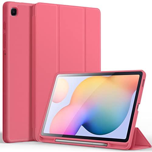 CACOE Hülle Kompatibel mit Samsung Galaxy Tab S6 Lite 2024/2022/ 2020 10.4 Zoll mit stifthalter, Standfunktion und Weicher TPU Rückseitiger Abdeckung,Wassermelone rot von CACOE