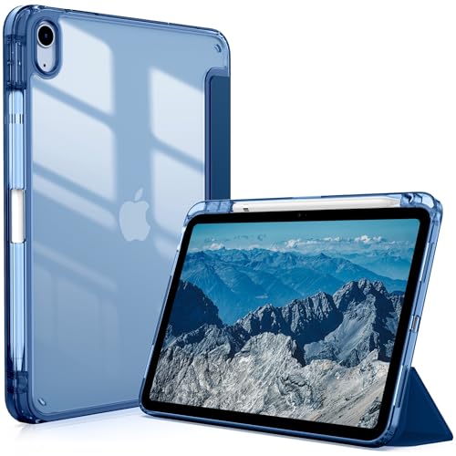 CACOE Hülle Kompatibel mit iPad 10 Generation 10.9 Zoll 2022 mit Stifthalter, Schutzhülle mit transparenter Acryl Rückseite und TPU Stoßfest Grenze,Meeresblau von CACOE