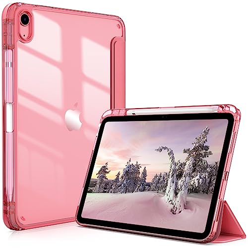 CACOE Hülle Kompatibel mit iPad 10 Generation 10.9 Zoll 2022 mit Stifthalter, Schutzhülle mit transparenter Acryl Rückseite und TPU Stoßfest Grenze,Wassermelonenrot von CACOE