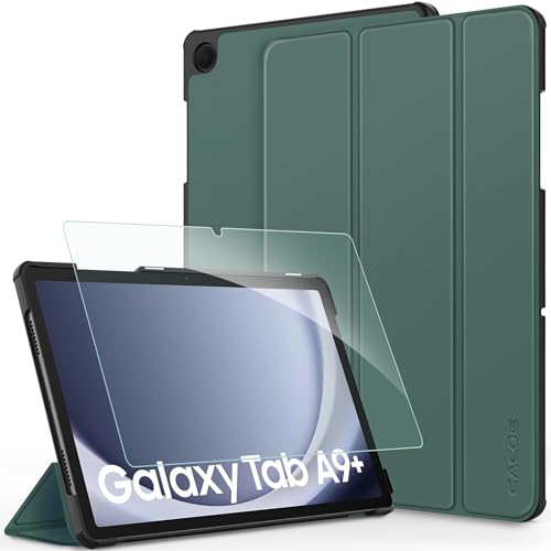 CACOE Hülle für Samsung Galaxy Tab A9+ Plus 11 Zoll 2023 mit Schutzfolie - Ultra Dünn mit Standfunktion Slim PU Leder Smart Schutzhülle, Dunkles Nachtgrün von CACOE