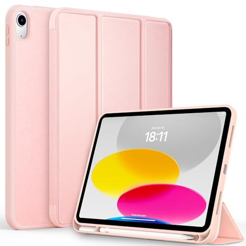 CACOE Hülle für iPad A16 11. Generation 2025 /ipad 10. Generation 10.9 Zoll mit Stifthalter, Dünne Weicher TPU Rückseite Schutzhülle mit Auto Schlafen/Wachen - Roségold von CACOE