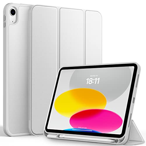 CACOE Hülle für iPad 11. Generation/iPad 10. Generation 10.9 Zoll mit Stifthalter, Dünne Weicher TPU Rückseite Schutzhülle mit Auto Schlafen/Wachen - Silber von CACOE