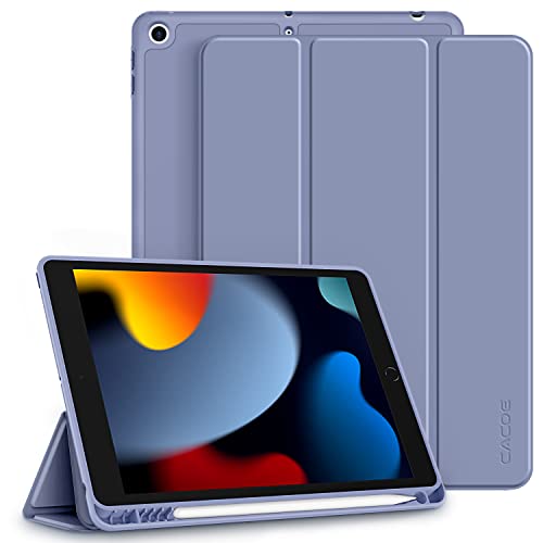 CACOE Hülle für iPad 9./8./7. Generation mit Stifthalter 10.2 Zoll Modell 2021/2020/2019, Ultradünne Schutzhülle aus TPU mit Standfunktion für iPad 10.2, Lavendelviolett von CACOE