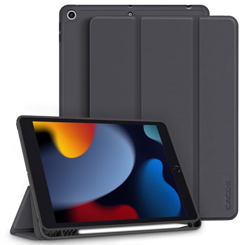 CACOE Hülle für iPad 9./8./7. Generation mit Stifthalter 10.2 Zoll Modell 2021/2020/2019, Ultradünne Schutzhülle aus TPU mit Standfunktion für iPad 10.2,Dunkelgrau von CACOE
