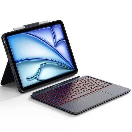 CACOE Tastatur Hülle Kompatibel mit iPad Air (4. 5. und 6. 7. gen - 2020, 2022, 2024, 2025) 11/10.9 Zoll, iPad Pro 11 (3. und 4. gen - 2021, 2022), Abnehmbare Tastatur Hintergrundbeleuchtung Touchpad von CACOE
