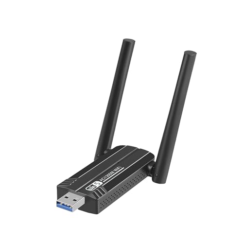 Kabelloser USB-WLAN-Adapter für PC, 1300 Mbit/s, Dual-5-Dbi-Antennen, 2,4 & 5,0 GHz, 802.11 AC, USB 3.0, WiFi-Adapter, Unterstützung für Windows Vista/XP/Win7/8/10/11, Linux OS, Mac OS 10.9-10.15 von CACVEHIIE
