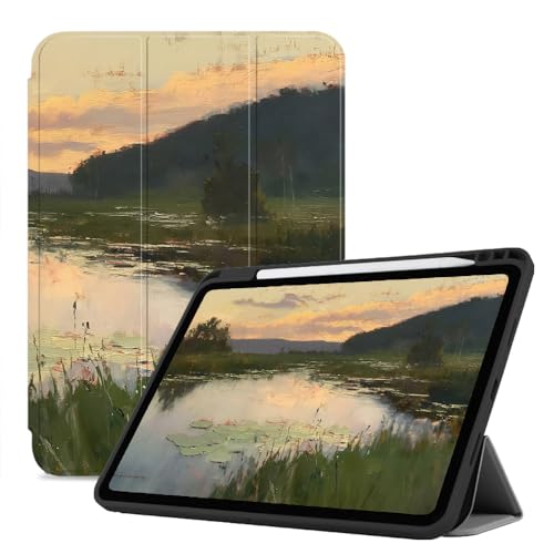 Hülle Für Ipad 10. Generation 10,9 Zoll 2022 Release Ipad 10 Gen Slim Cover Mit Auto Wake Sleep Leder, Trifold Stand Cover Mit Stifthalter - Seerose See Berge von CAEITLRSO