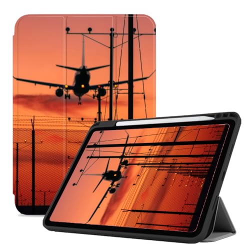 Hülle Für Ipad 9/8/7 (10,2 Zoll, 2021/2020/2019, 9./8./7. Generation), Dreifach Faltbar Mit Stifthalter, Automatischer Wake-/Sleep-Funktion Und Mehreren Betrachtungswinkeln – Flugzeug Sta von CAEITLRSO
