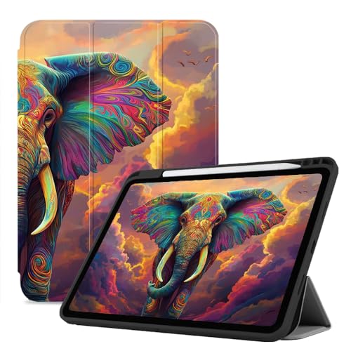 Hülle Für Ipad Der 10. Generation, 2022–10,9 Zoll, Ipad-Hülle Mit Dreifach Faltbarem Ständer, Schlankes Smart Cover – Automatische Schlaf-/Wachfunktion - Farbe Ölgemälde Elefant von CAEITLRSO