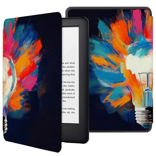 Hülle für 6 Zoll Kindle (Released in 2022 and 2024), TPU Cover auf der Rückseite, Magnetische Shell Cover mit Smart Wake-up/Sleep-Funktion(Farbe Explosion Glühbirne) von CAEITLRSO