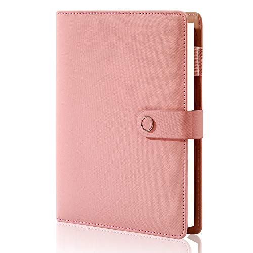 Spiral-Leder-Notizbuch, 6-Ringbuch, nachfüllbar, Tagebuch, Notizblöcke, Vintage-Stil, Business-Planer, persönlicher Organizer, Agenda für Männer und Frauen (A5-Größe) (Pink) von CAGIE