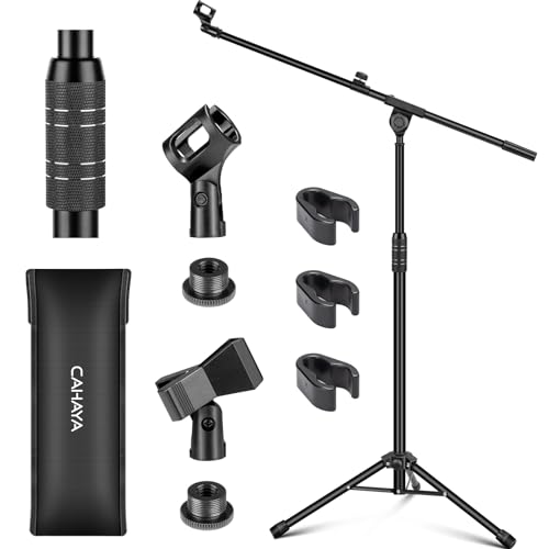 CAHAYA 2 in 1 Dual-Use Mikrofonständer boden Mikrofonstativ mit drei Mikrofonkabelclips für Gesang, Bühne, Konferenz und Vortrag, erweiterter Mikrofonständer CY0311 von CAHAYA