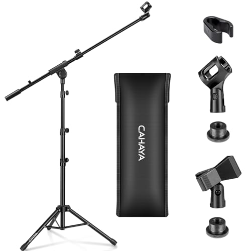 CAHAYA 2 in 1 Dual-Use Mikrofonständer boden Mikrofonstativ mit galgen, mit tragbare Tasche und zwei Mikrofonclips, geeignet für Bühnentreffen, Live-Sprache usw CY0239 von CAHAYA