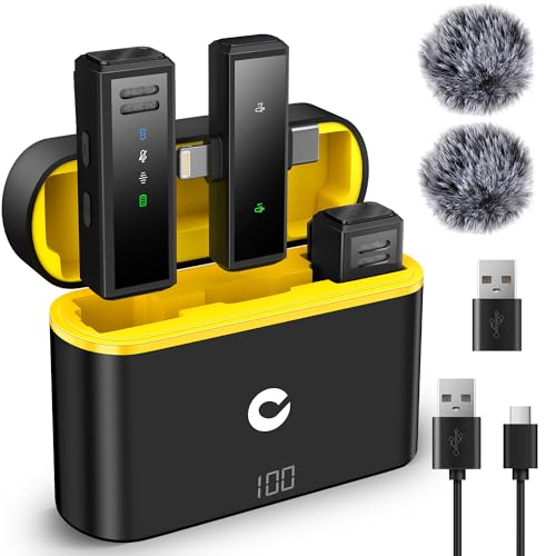 CAHAYA 2.4G Wireless Lavalier Mikrofon: Antischall Kabellos Ansteckmikrofon mit Ladeetui, Lightning Typ-C und USB-Stecker für Android iPhone PC, 64DBM 48kHz Hi-Fi Audio für Vlog Influencer CAHAYA 2.4G Wireless Lavalier Mikrofon: Antischall Kabellos Ansteckmikrofon mit Ladeetui, Lightning Typ-C und USB-Stecker für Android iPhone PC, 64DBM 48kHz Hi-Fi Audio für Vlog Influencer von CAHAYA