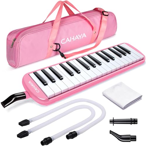 CAHAYA 32 Tasten Melodica für Kinder Melodica Instrument mit Tragetasche geeignet für Anfänger Studenten, musikalisches Geschenk für Jungen und Mädchen, Rosa CY0050-3 von CAHAYA