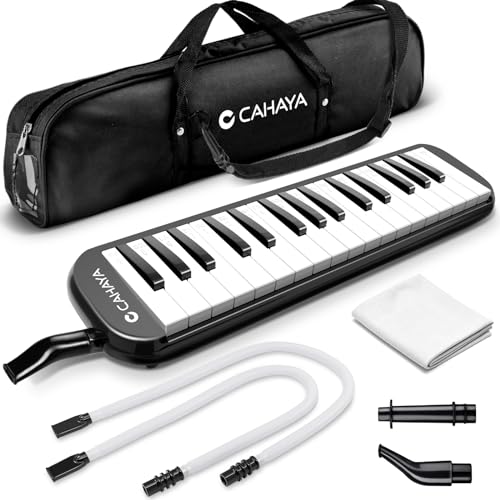 CAHAYA 32 Tasten Melodica für Kinder Melodica Instrument mit Tragetasche geeignet für Anfänger Studenten, musikalisches Geschenk für Jungen und Mädchen, Schwarz CY0050-1 von CAHAYA