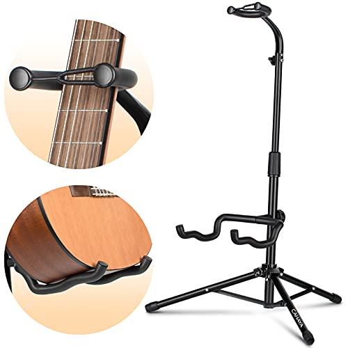 CAHAYA Gitarrenständer Boden mit Halshalterung Verstellbarer klappbarer Universal-Stativ Gitarrenständer für Akustische E-Gitarre Bass Banjos CY0253 von CAHAYA