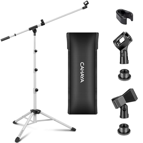 CAHAYA Mikrofonständer Stativ Boom Arm Bodenmikrofonständer mit Tragetasche und 2 Mic Clips für Gesang Performance Hochzeit Bühne und Mic Mount Weiß CY0239-1 CAHAYA Mikrofonständer Stativ Boom Arm Bodenmikrofonständer mit Tragetasche und 2 Mic Clips für Gesang Performance Hochzeit Bühne und Mic Mount Weiß CY0239-1 von CAHAYA