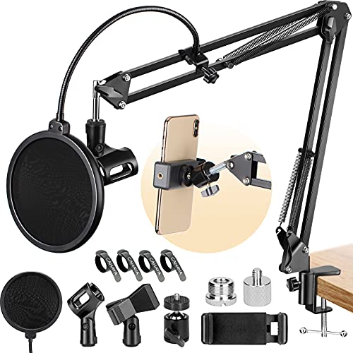 CAHAYA Mikrofonständer tisch einstellbare Mikrofonständer professionelle Mikrofonhalter Mikrofonaufhängung Boom Scissor Arm Stand mit Mic Pop Filter CY0261 von CAHAYA