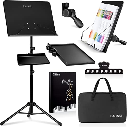 CAHAYA Notenständer Dual Use mit Klemmablage und Desktop Book Stand Notenordner Projektorständer für Gitarre, Ukulele, Violinspieler von CAHAYA
