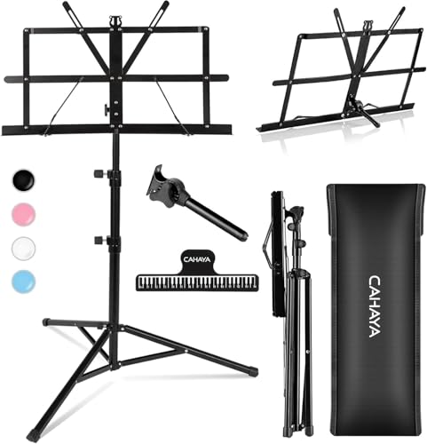 CAHAYA Notenständer Metall Tragbar mit Tragetasche Notenbuchclip Tragbarer Podiumständer Laptopständer Schwarz CAHAYA Notenständer Metall Tragbar mit Tragetasche Notenbuchclip Tragbarer Podiumständer Laptopständer Schwarz von CAHAYA