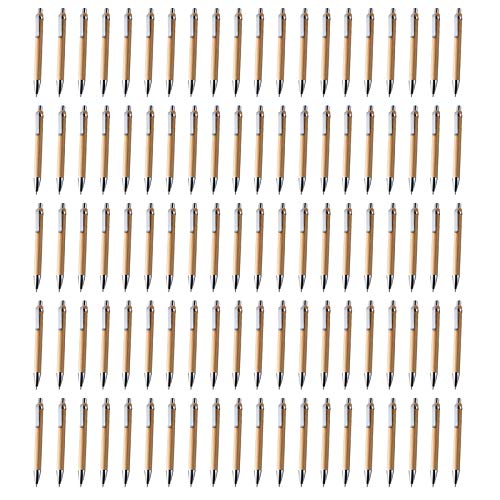 CAIONPLE 100 StüCk/Los Bambus Kugelschreiber Stift Stift BüRo & Schul Bedarf Stifte & Schreiben ZubehöR Geschenke-Blaue Tinte von CAIONPLE