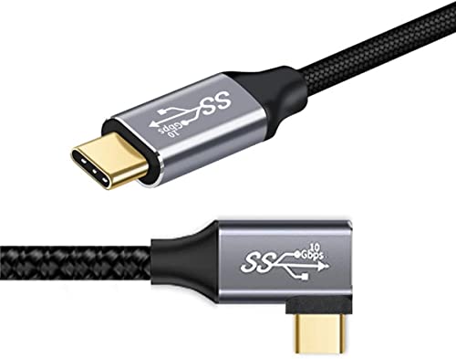 CAKOBLE Rechtwinkliges USB C kabel, 10Gbps PD Schnellladung USB C auf USB C Kabel 3.1 Gen 2 usb c winkelstecker 90, 100W 20V/5A 4K@60Hz Videoausgabe USB C Adapter, 2m von CAKOBLE