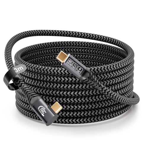CAKOBLE USB C Kabel 3m,usb c winkelstecker 90 grad USB C 3.2 Kabel 20 Gbps,100W, 4K@60Hz Videoübertragung Kompatibilität Thunderbolt 3 Kabel Für i-Phone 16, MacBook iPad Pro, Samsung S24/S22 von CAKOBLE