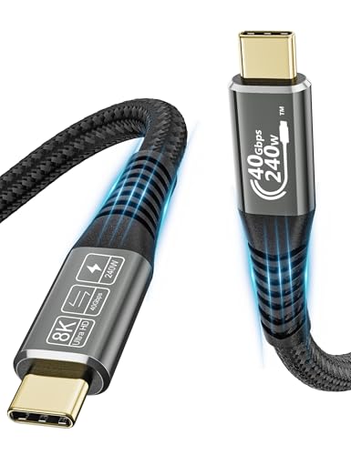 CAKOBLE USB C Kabel auf USB C 0.5m,USB4 Kabel mit Thunderbolt 4 Kabel, 40 Gbps Datenübertragung, 240W 48V/5A Schnellladekabel,8K @ 60Hz Videokabel für MacBook, Docking Station, SSD von CAKOBLE