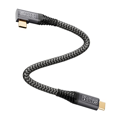 CAKOBLE USB C auf USB C Kabel 0.5M, 20Gbps USB C 3.2 USB 3.2 Gen2×2 Ladekabel USB C 4K@60Hz Videoübertragung, 100W Rechtwinklig USB C Kabel Kurz für MacBook Pro, Samsung Galaxy, xiaomi von CAKOBLE